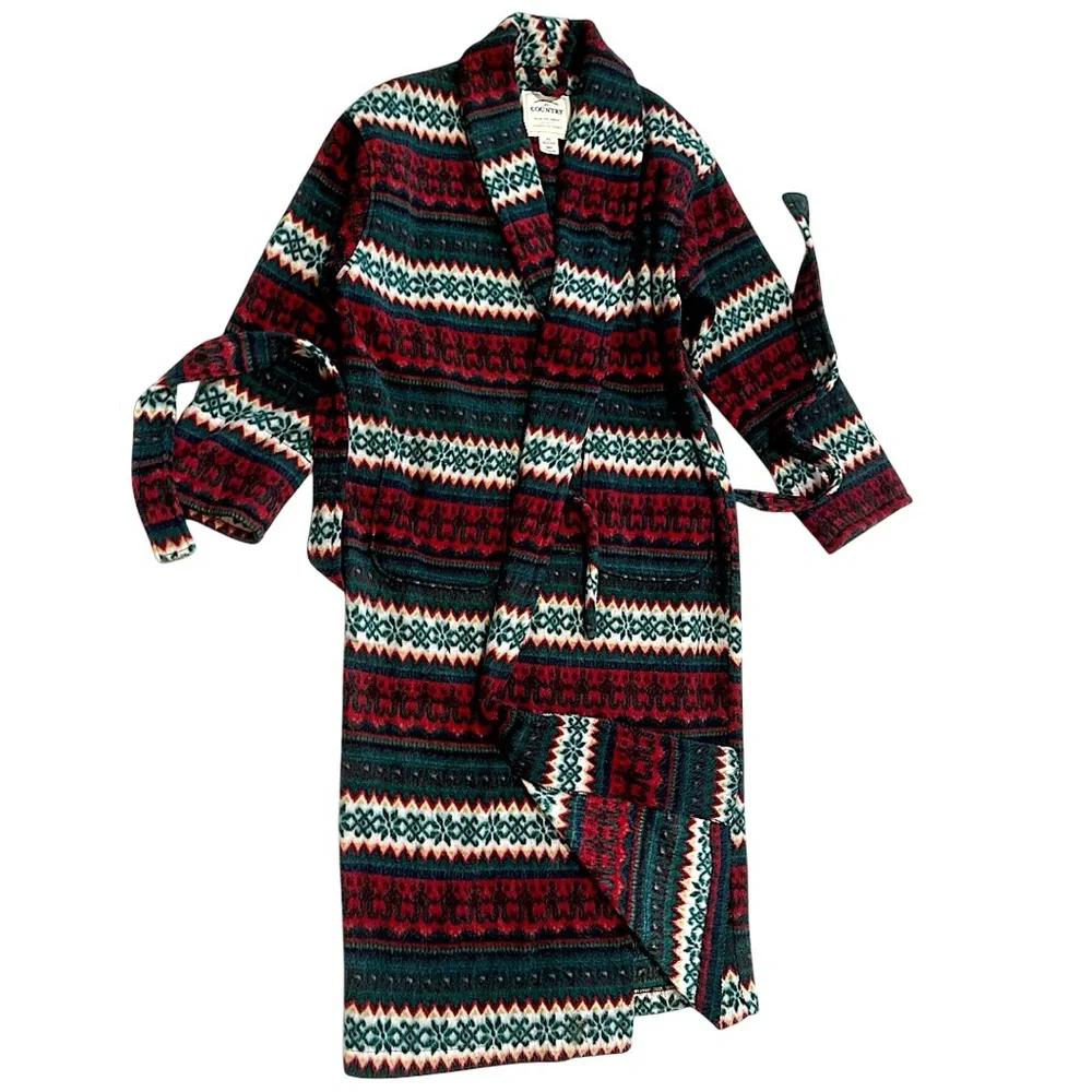 Vintage 90s Victoria’s Secret Country Christmas Robe Faire Isle RARE Women Small - Picture 14 of 16